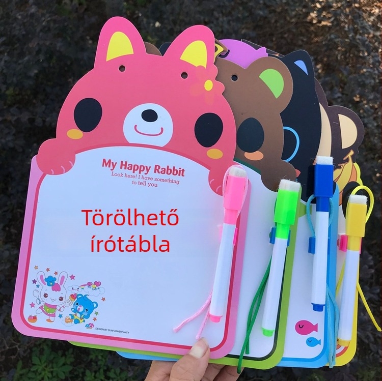 Gyerekeknek készült dupla oldalú törölhető fehér tábla tollal, felakasztható órarenddel