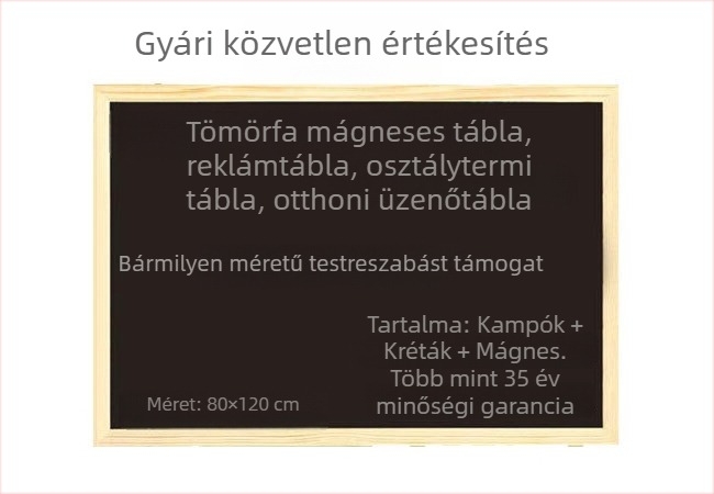 Masszív fa keretű, retro mágneses krétatábla, felakasztható – otthon, gyerekek oktatására és üzleti reklámhoz, kreatív krétatábla