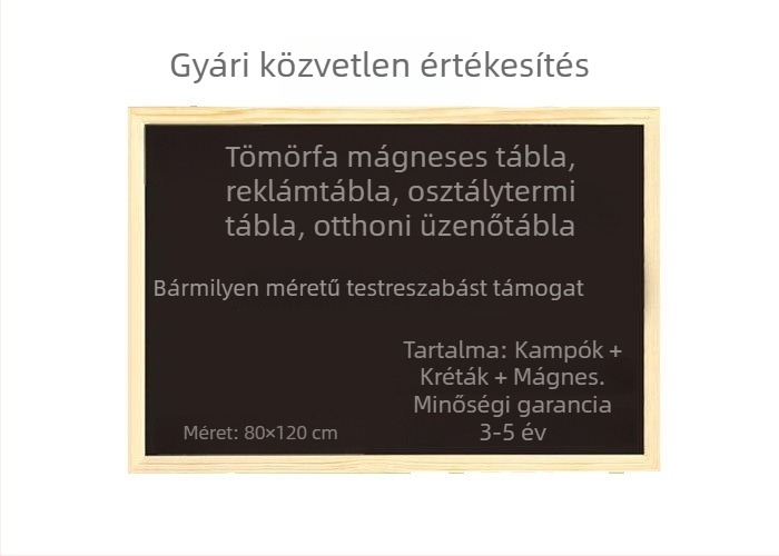 Masszív fa keretű, retro mágneses krétatábla, felakasztható – otthon, gyerekek oktatására és üzleti reklámhoz, kreatív krétatábla
