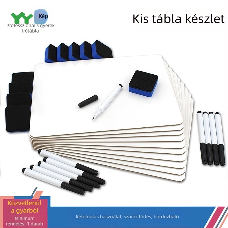 10 darabos mini fehér tábla készlet gyerekeknek és diákoknak, kétoldalas asztali fehér tábla, szárazon törölhető