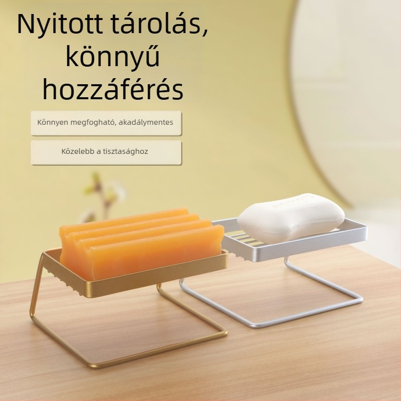 Fúrás nélküli rozsdamentes acél szappantároló, falra szerelhető vagy asztali felületekre helyezhető, drenázs funkcióval