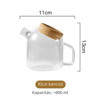 Hidegvíz-kancsó parafadugóval, vastag áttetsző üveg, nagy kapacitású, ideális gyümölcsléhez és teafőzéshez
