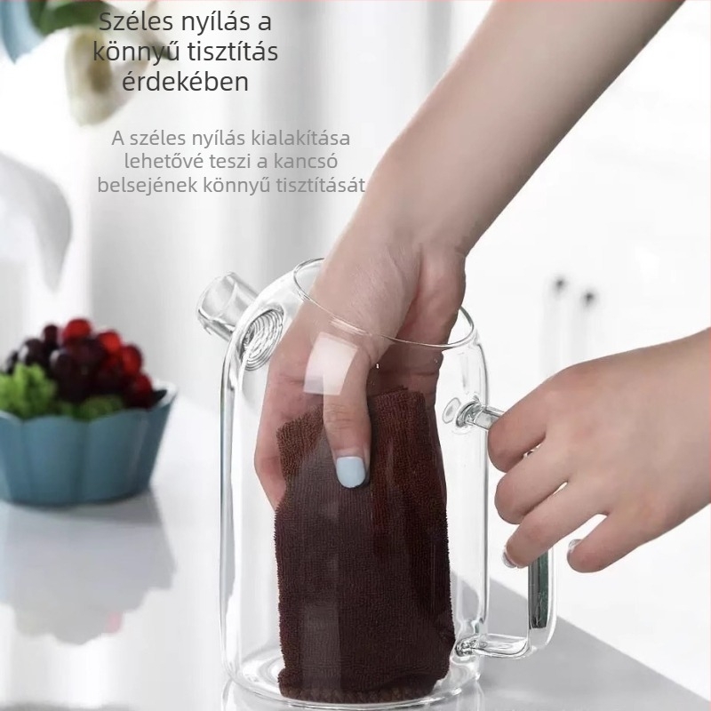 Hidegvíz-kancsó parafadugóval, vastag áttetsző üveg, nagy kapacitású, ideális gyümölcsléhez és teafőzéshez