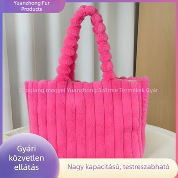 Női plüss tote táska, őszi-téli szezonra, nagy kapacitású, mindennapi vállon viselhető táska