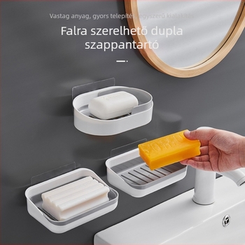 Fali dupla szappontartó és szárítórács, fürdőszobába, fúrás nélkül