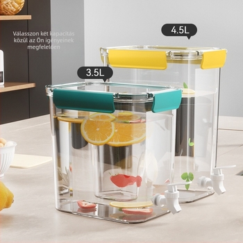3.5L jégvizes kanna csappal a hűtőhöz, gyümölcs-tea és citromos vízhez, hideg áztató üveg
