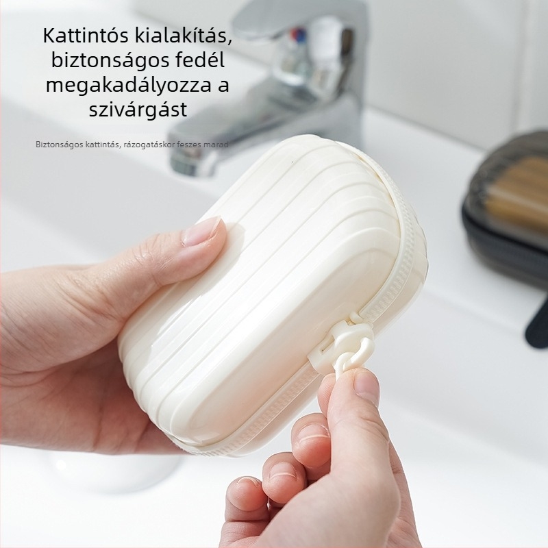 Új kreatív cipzáras szappantartó, dupla leeresztéssel, hordozható négyzetes alakú fedéllel, utazáshoz szivárgásmentes