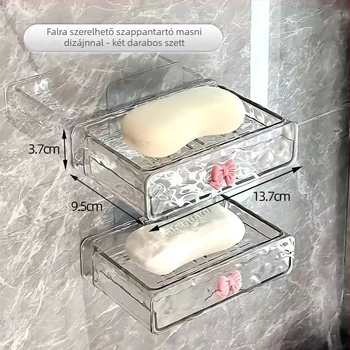 Fali szappantartó fúrás nélkül, luxus leeresztővel ellátott szappanállvány fürdőszobába és mosókonyhába