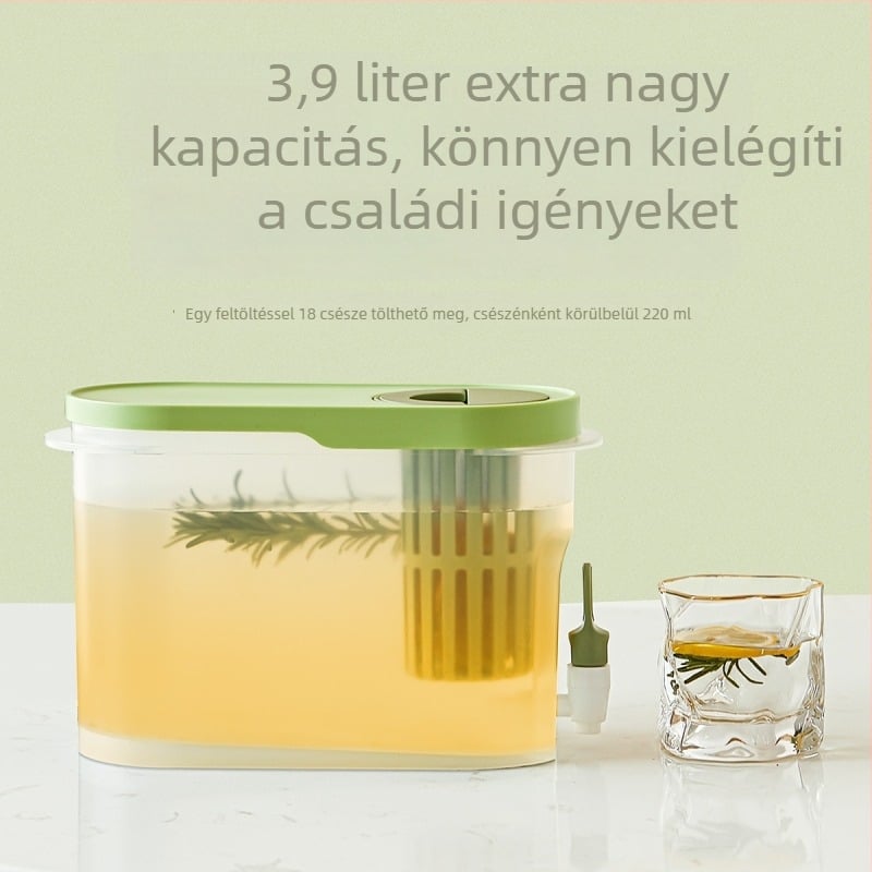 Otthoni 3,9 L-es hidegvíz üveg csappal, nagy kapacitású gyümölcstea adagoló, nyári dizájn a hűtőhöz