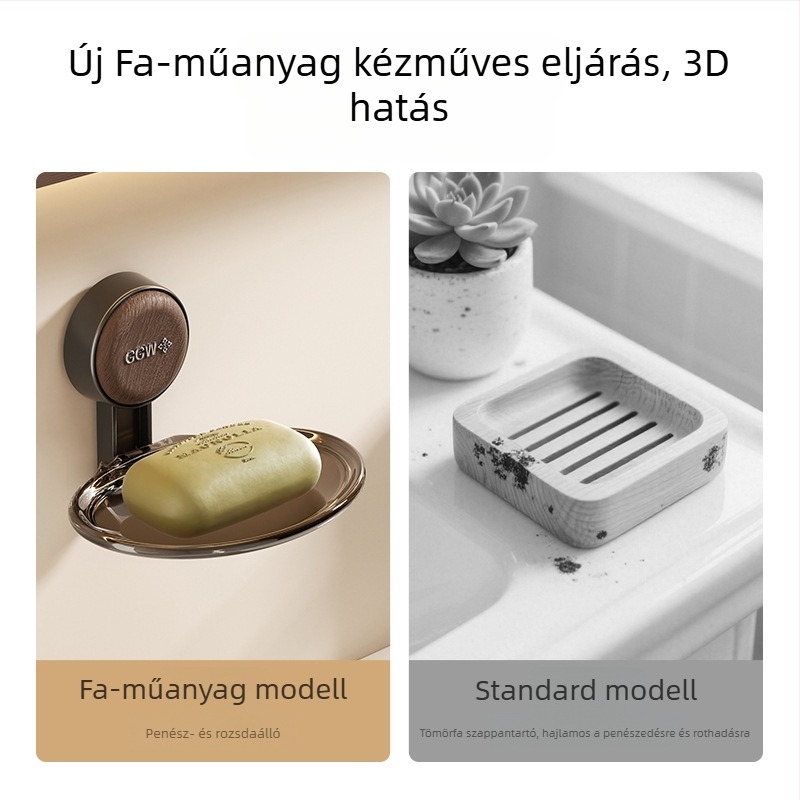 Falra szerelhető szappontartó szívócsésével, fúrás nélkül, lefolyóval