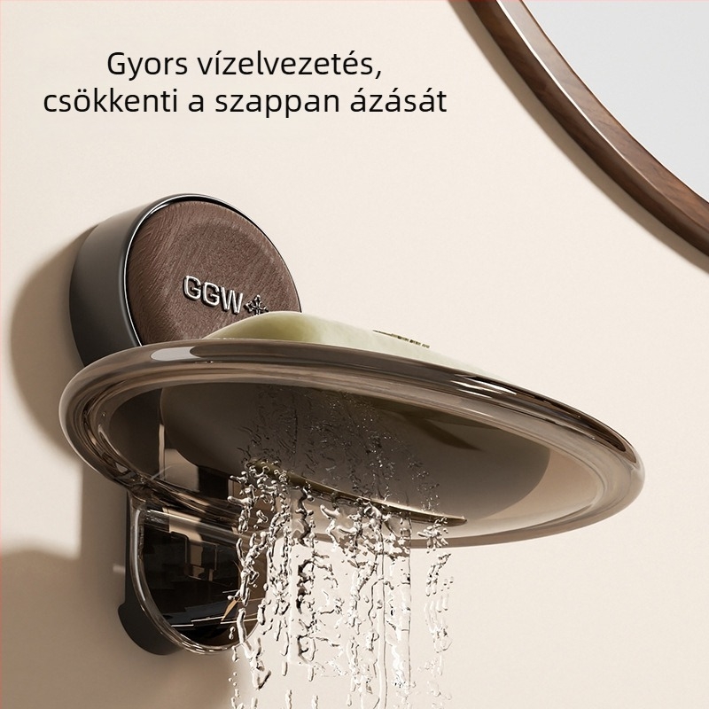Falra szerelhető szappontartó szívócsésével, fúrás nélkül, lefolyóval