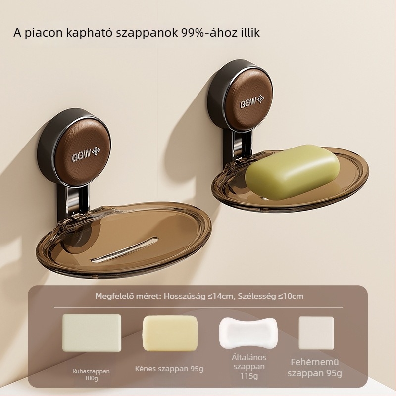 Falra szerelhető szappontartó szívócsésével, fúrás nélkül, lefolyóval