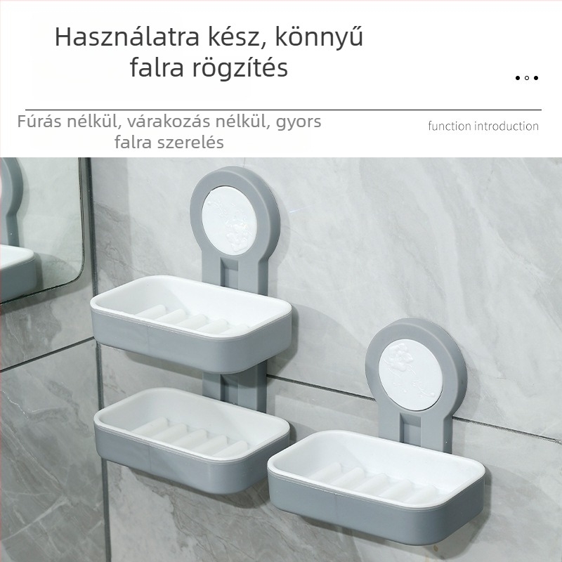 Fúrás nélküli falra szerelhető szappontartó, lefolyóval, dupla szappantartó, kézműves szappan készleten