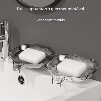 ZT3588 Falra szerelhető szappantartó gleccsers mintával, fürdőszobába, drenázs polc, PET anyag