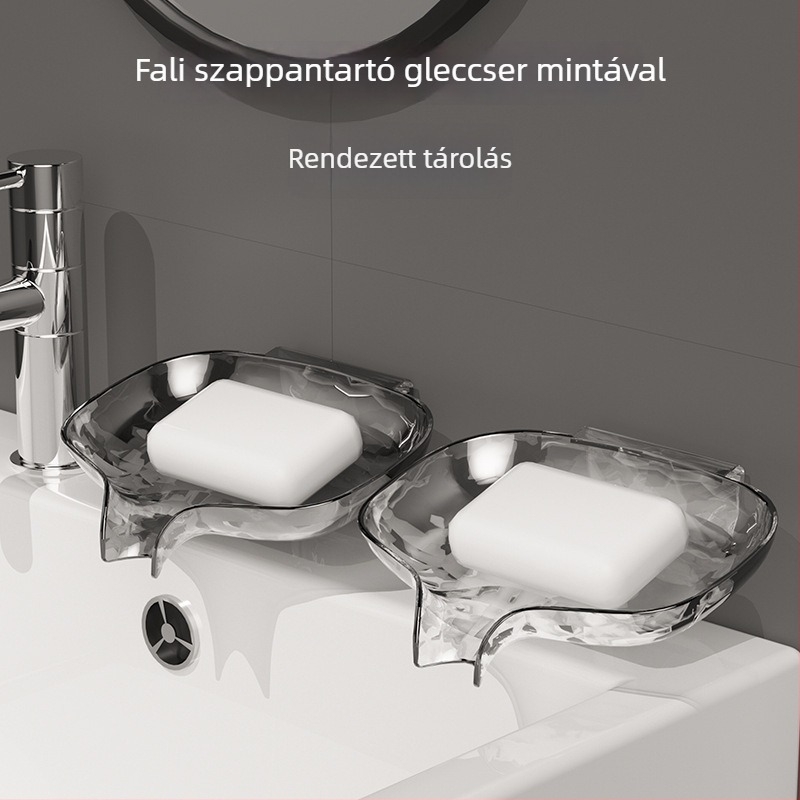 ZT3588 Falra szerelhető szappantartó gleccsers mintával, fürdőszobába, drenázs polc, PET anyag