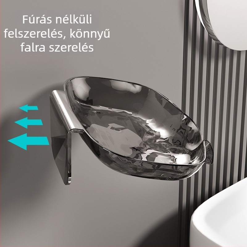 ZT3588 Falra szerelhető szappantartó gleccsers mintával, fürdőszobába, drenázs polc, PET anyag