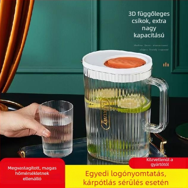 Háztartási hidegvíz-palack készlet, vastag falú, ellenálló a magas hőmérsékletnek, nagy kapacitás, átlátható, pohárkészlet