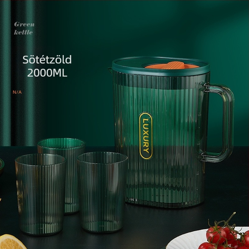 Háztartási hidegvíz-palack készlet, vastag falú, ellenálló a magas hőmérsékletnek, nagy kapacitás, átlátható, pohárkészlet