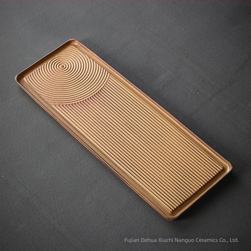 Modern kerámia teás tálca száraz főzethez, minimalist design, kettős használat, kis méret