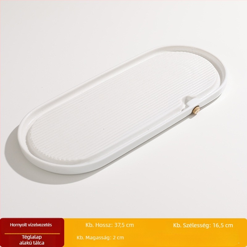 Modern kerámia teás tálca száraz főzethez, minimalist design, kettős használat, kis méret