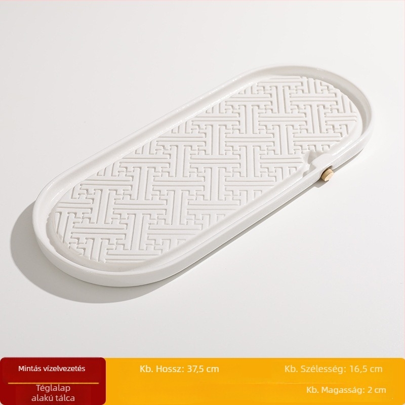Modern kerámia teás tálca száraz főzethez, minimalist design, kettős használat, kis méret