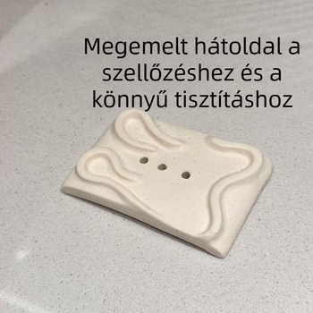 Nordic kerámia szappantartó lefolyónyílásokkal, egyetlen rétegű, fürdőszobához.