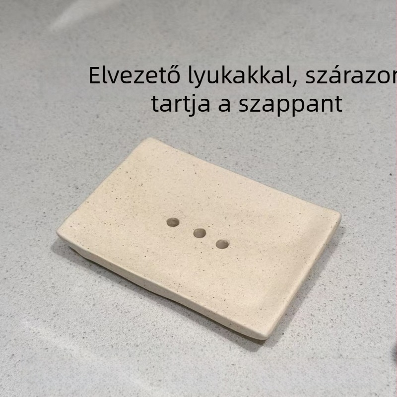 Nordic kerámia szappantartó lefolyónyílásokkal, egyetlen rétegű, fürdőszobához.