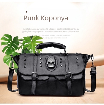 Női retro szegecses koponyás táska, crossbody váll- és oldaltáska, nyár 2023