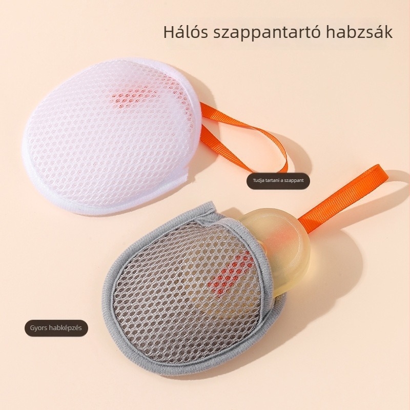 Kétoldalas habzó szappanhálózsák fürdőhöz és arctisztításhoz