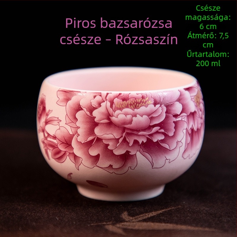 Luo Han teáscsésze, 200 ml bézs porcelán teáscsésze kék-fehér retró mintával, nagy