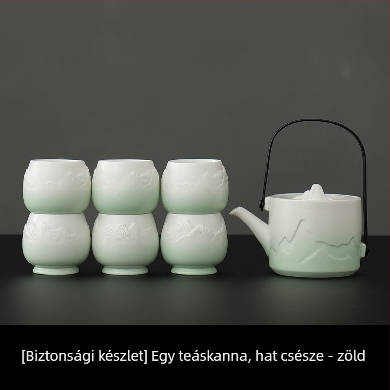 Nagy kapacitású porcelán teáskészlet 1 teáskannával és 4 csészével, egyszerű kínai stílusú otthoni használatra, ajándék új otthonhoz