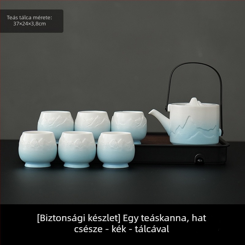 Nagy kapacitású porcelán teáskészlet 1 teáskannával és 4 csészével, egyszerű kínai stílusú otthoni használatra, ajándék új otthonhoz