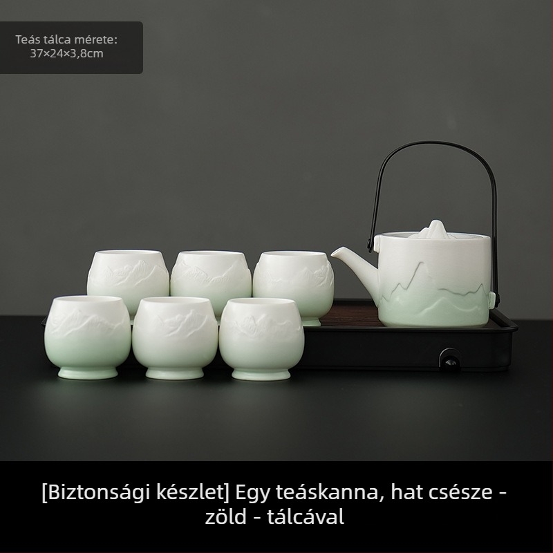 Nagy kapacitású porcelán teáskészlet 1 teáskannával és 4 csészével, egyszerű kínai stílusú otthoni használatra, ajándék új otthonhoz