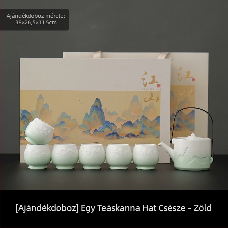 Nagy kapacitású porcelán teáskészlet 1 teáskannával és 4 csészével, egyszerű kínai stílusú otthoni használatra, ajándék új otthonhoz