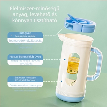 Hideg víz-kancsó üveg pohár tea–víz elválasztóval, háztartási használatra, hordozható, hőálló boroszilikát üveg