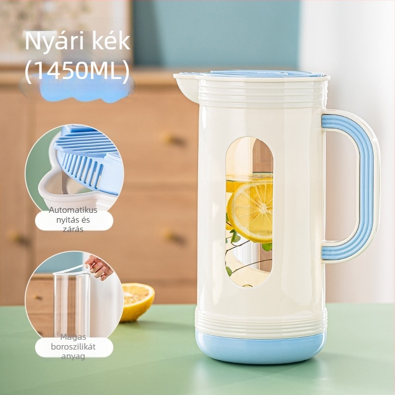 Hideg víz-kancsó üveg pohár tea–víz elválasztóval, háztartási használatra, hordozható, hőálló boroszilikát üveg