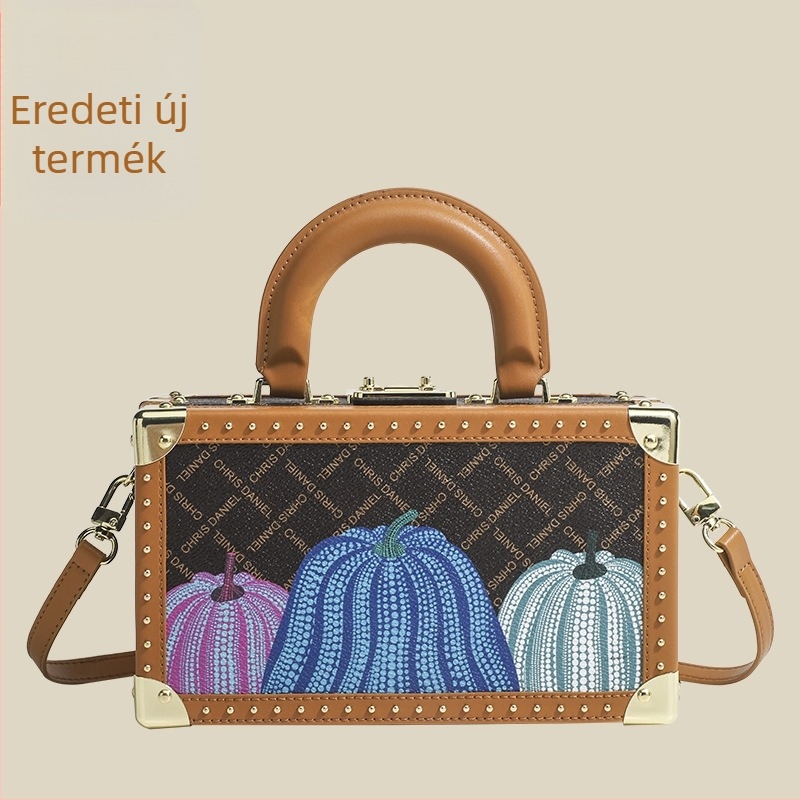 Női valódi bőrből készült dobozformájú táska – niche dizájn, mintás divat, elegáns és sokoldalú viselés kézzel, vállon vagy crossbody