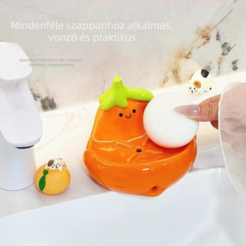 Persimmon kerámiás szappantartó fúrás nélkül a fürdőszobában, szappan tároló a mosdóhoz