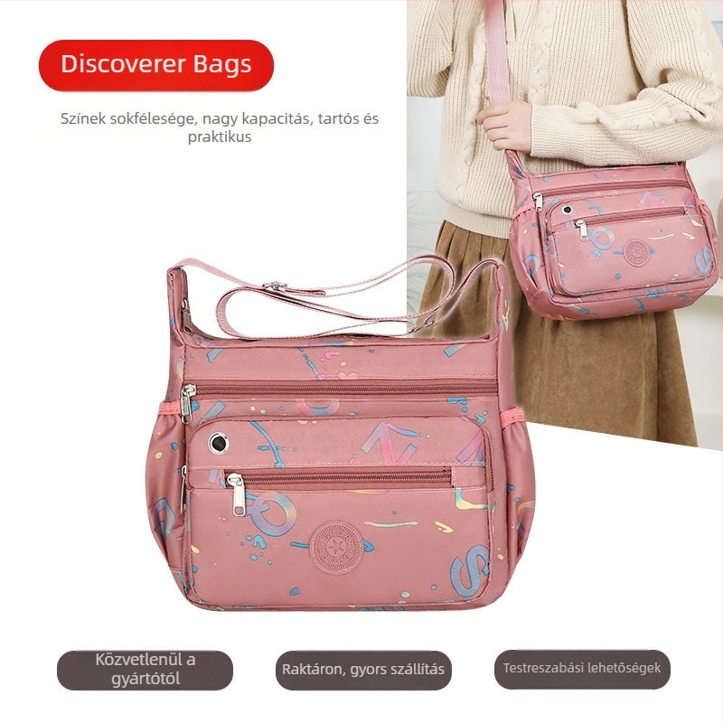 Női crossbody táska Oxford anyagból, vízálló, nagy kapacitású, több zsebbel
