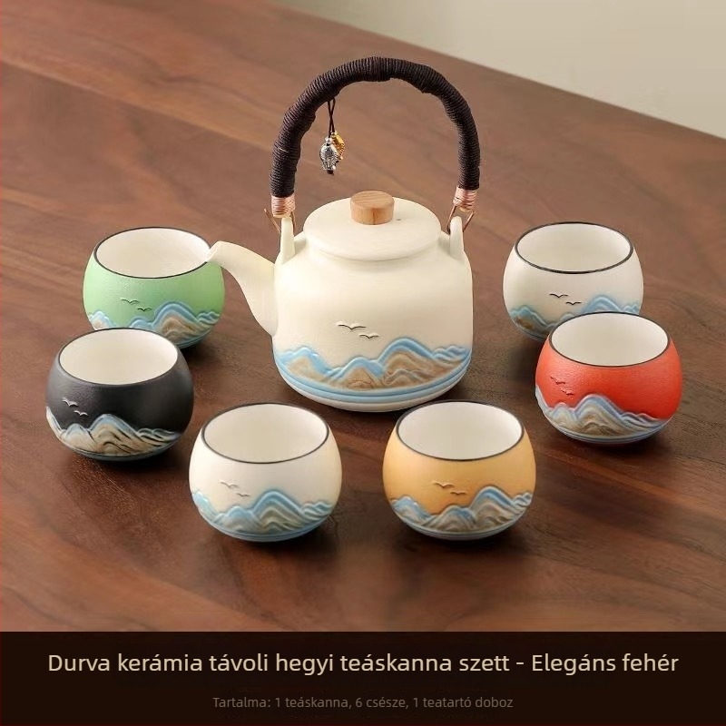 Gongfu teáskészlet kínai stílusban otthoni használatra, nagy fogantyújú teáskanna, teljes készlet teázáshoz, nagy kapacitású virágteás kanna