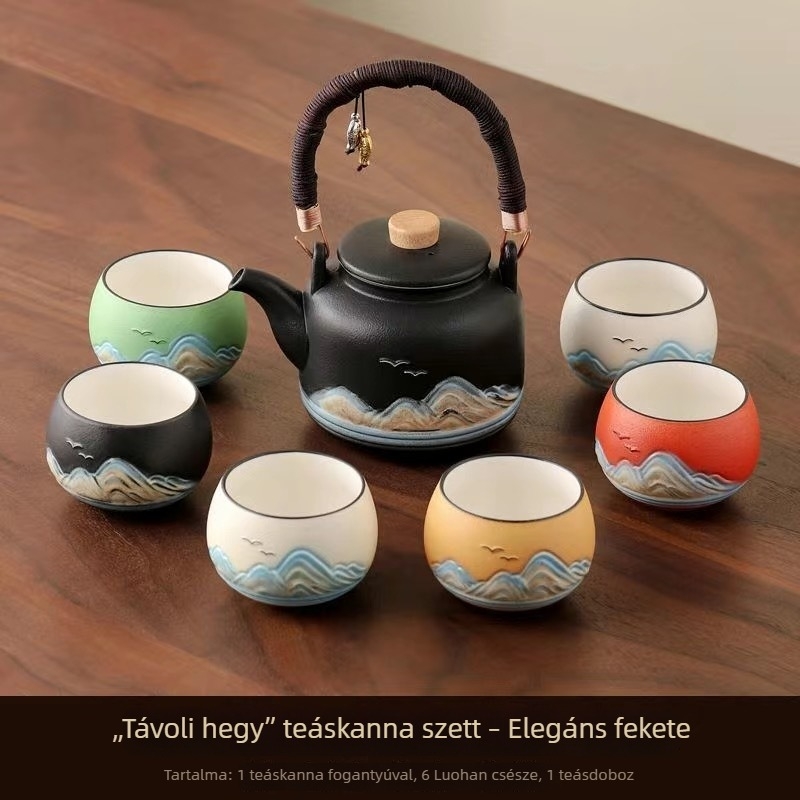 Gongfu teáskészlet kínai stílusban otthoni használatra, nagy fogantyújú teáskanna, teljes készlet teázáshoz, nagy kapacitású virágteás kanna