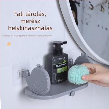 Fali fürdőszobai kozmetikai tároló – kis aranyhal dizájn, fúrás nélküli, műanyag
