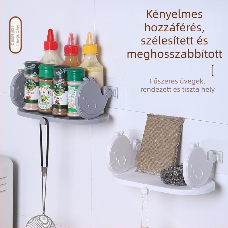 Fali fürdőszobai kozmetikai tároló – kis aranyhal dizájn, fúrás nélküli, műanyag