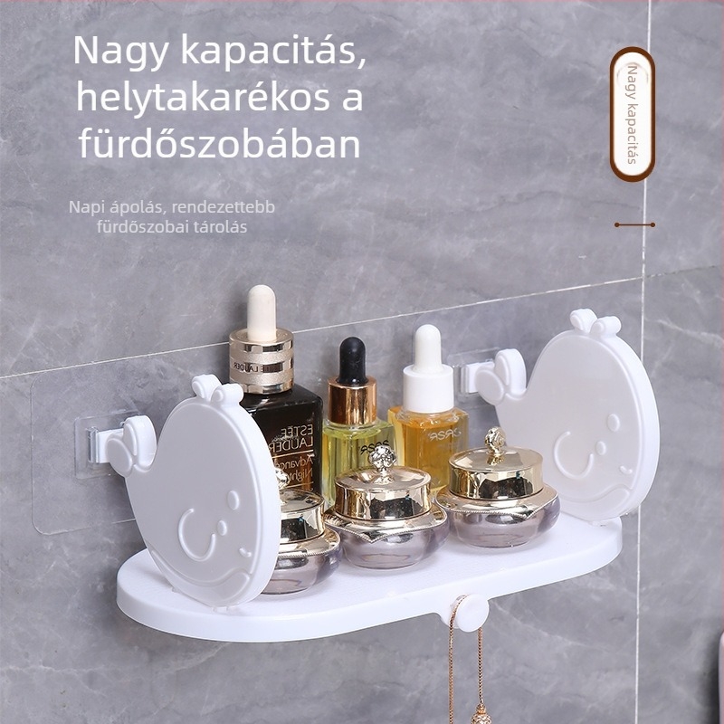 Fali fürdőszobai kozmetikai tároló – kis aranyhal dizájn, fúrás nélküli, műanyag