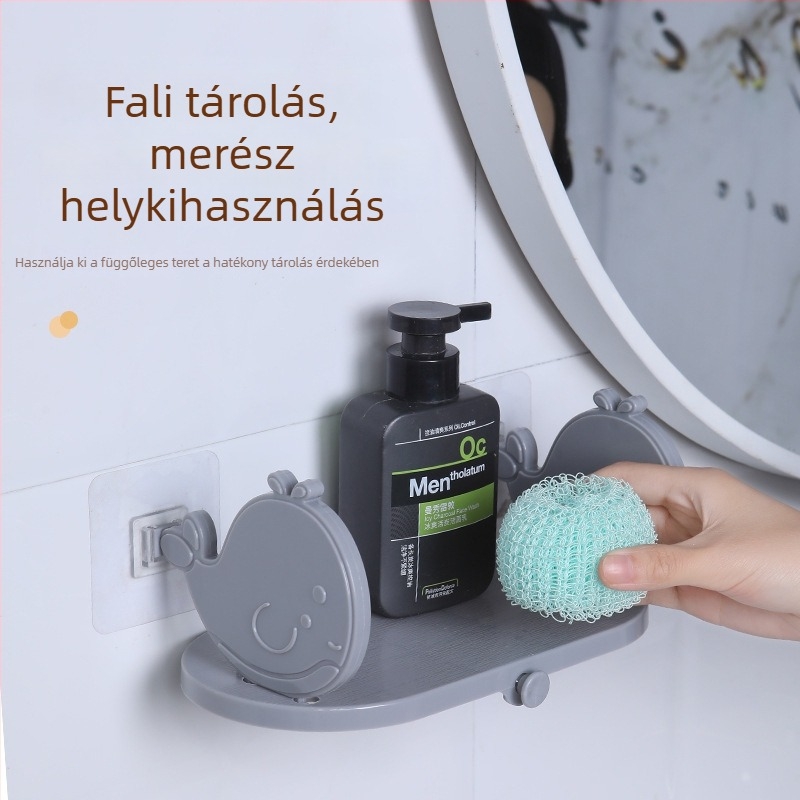 Fali fürdőszobai kozmetikai tároló – kis aranyhal dizájn, fúrás nélküli, műanyag