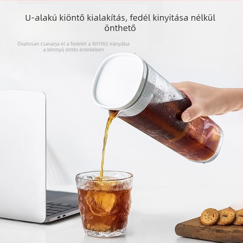 Hidegkávé főző kanna gyümölcstea-infúzorral, zárható üveg szűrővel