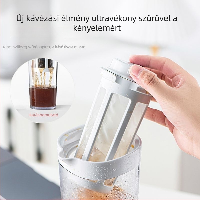 Hidegkávé főző kanna gyümölcstea-infúzorral, zárható üveg szűrővel