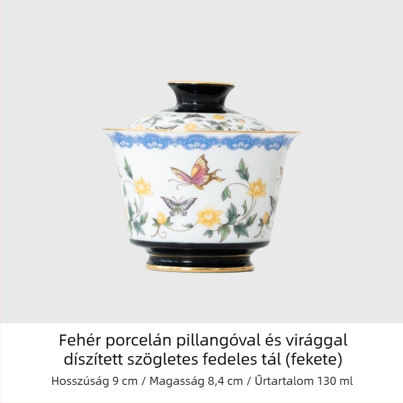 Porcelán teáskanna és gaiwan, kis készlet otthonra és az irodába, ízléses magas minőségű teáscsészék, Kung Fu teáskészlet