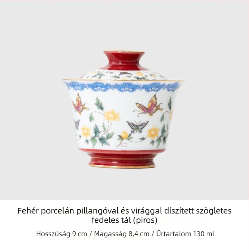 Porcelán teáskanna és gaiwan, kis készlet otthonra és az irodába, ízléses magas minőségű teáscsészék, Kung Fu teáskészlet