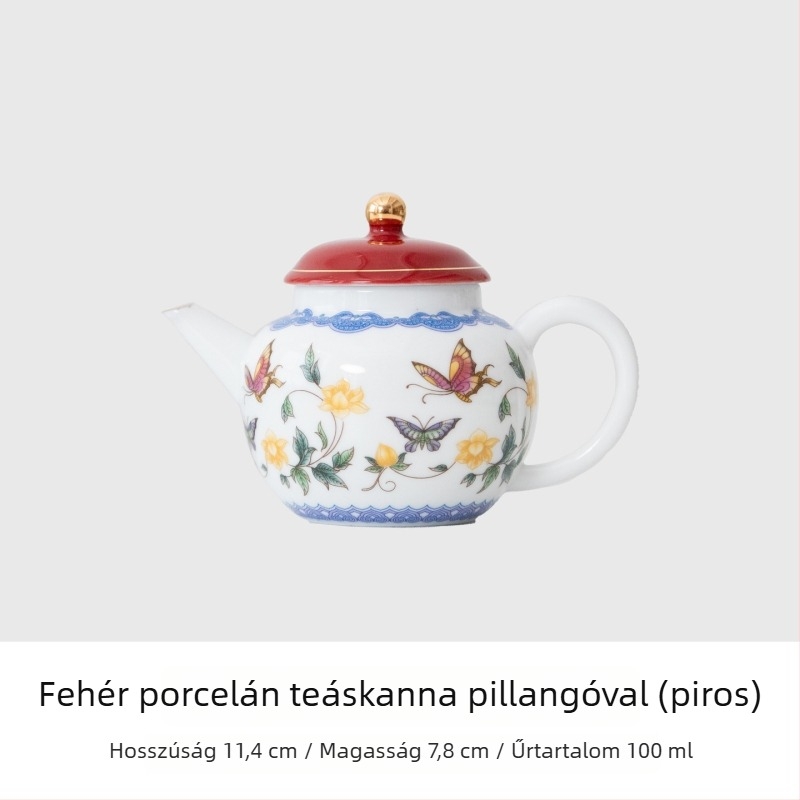 Porcelán teáskanna és gaiwan, kis készlet otthonra és az irodába, ízléses magas minőségű teáscsészék, Kung Fu teáskészlet